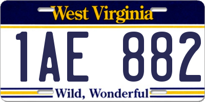 WV license plate 1AE882