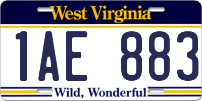 WV license plate 1AE883