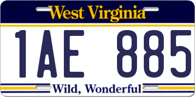 WV license plate 1AE885