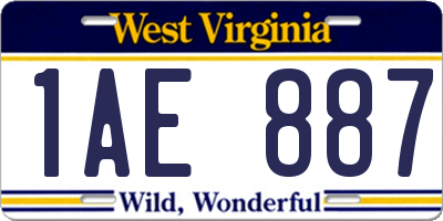 WV license plate 1AE887