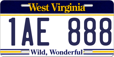 WV license plate 1AE888