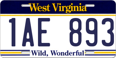 WV license plate 1AE893
