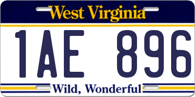 WV license plate 1AE896