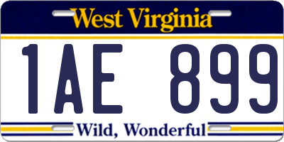 WV license plate 1AE899