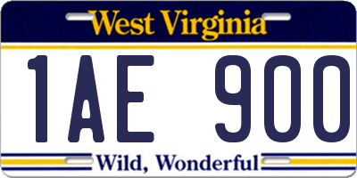 WV license plate 1AE900