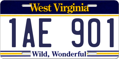 WV license plate 1AE901