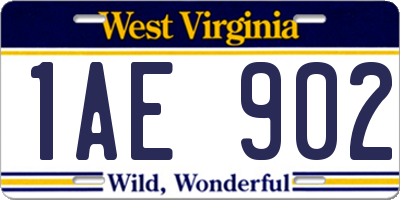 WV license plate 1AE902