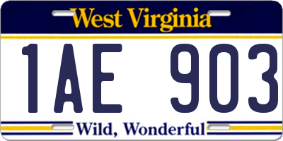 WV license plate 1AE903