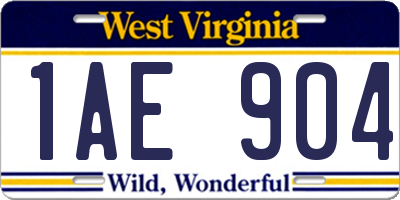 WV license plate 1AE904