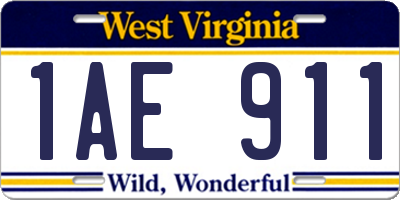 WV license plate 1AE911