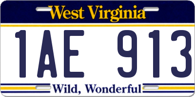 WV license plate 1AE913