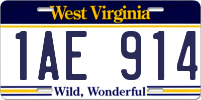 WV license plate 1AE914