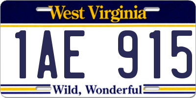 WV license plate 1AE915