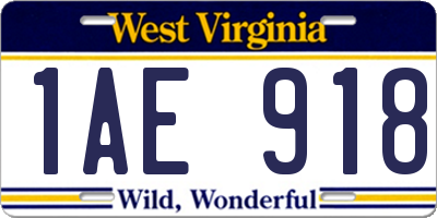 WV license plate 1AE918