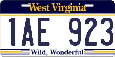 WV license plate 1AE923