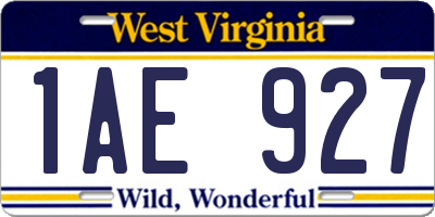 WV license plate 1AE927