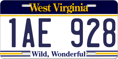 WV license plate 1AE928