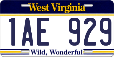 WV license plate 1AE929