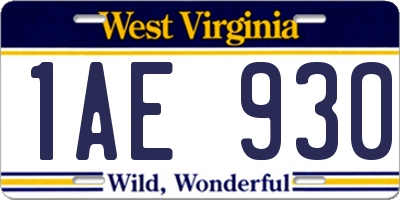 WV license plate 1AE930
