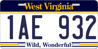 WV license plate 1AE932