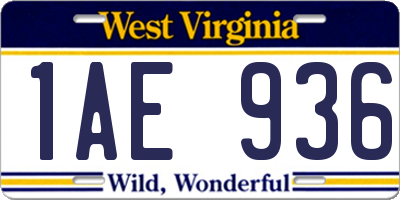 WV license plate 1AE936