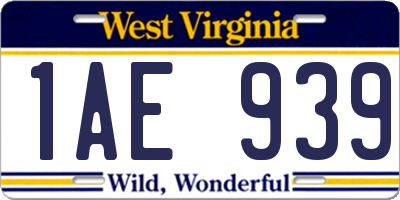 WV license plate 1AE939