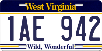 WV license plate 1AE942