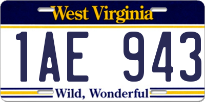 WV license plate 1AE943