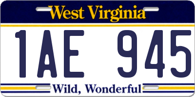 WV license plate 1AE945