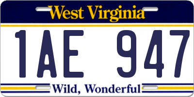 WV license plate 1AE947