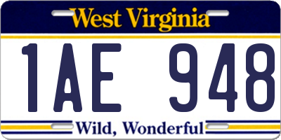 WV license plate 1AE948