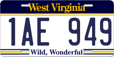 WV license plate 1AE949