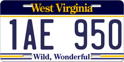 WV license plate 1AE950