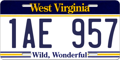 WV license plate 1AE957