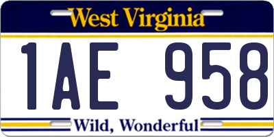 WV license plate 1AE958