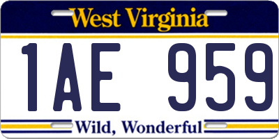 WV license plate 1AE959