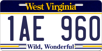 WV license plate 1AE960