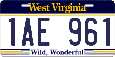 WV license plate 1AE961