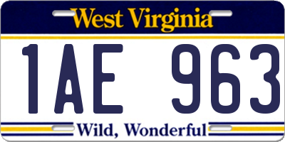 WV license plate 1AE963