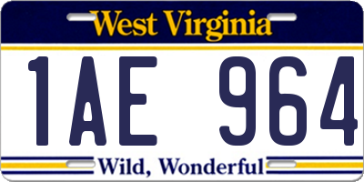 WV license plate 1AE964