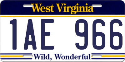 WV license plate 1AE966