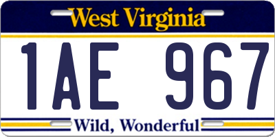 WV license plate 1AE967