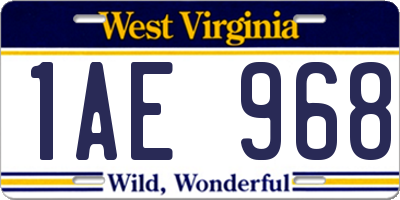 WV license plate 1AE968