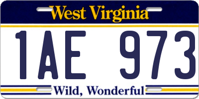 WV license plate 1AE973