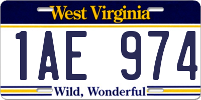 WV license plate 1AE974