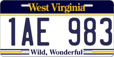 WV license plate 1AE983