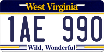 WV license plate 1AE990