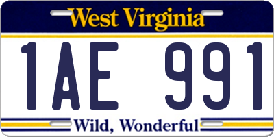 WV license plate 1AE991