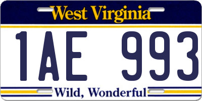 WV license plate 1AE993