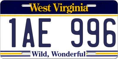 WV license plate 1AE996